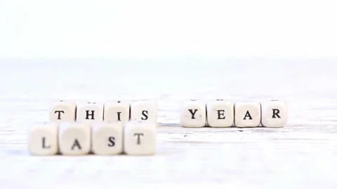 Cube Blocks with Last and This Year Video stock 182824434