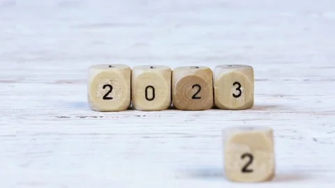 Cube Blocks with New Year 2023 Stock Footage 203809879