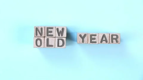 Cube Blocks with Old and New Year Stock-Footage 177323454