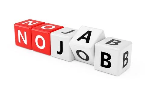 Cube Blocks with the Transition from No Jab to No Job Word. 3d Rendering Illustrazione stock