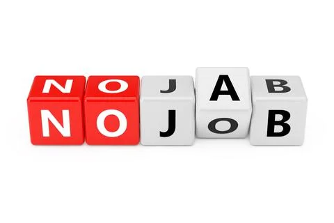 Cube Blocks with the Transition from No Jab to No Job Word. 3d Rendering Stock Illustration