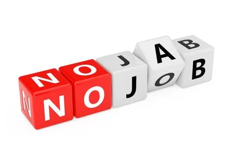 Cube Blocks with the Transition from No Jab to No Job Word. 3d Rendering イラスト素材