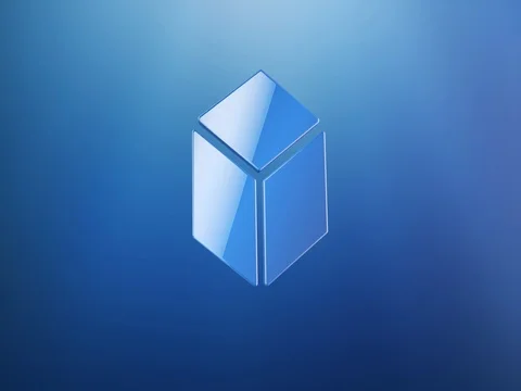 Cube Blue 3d Icon Stock Footage 69805315