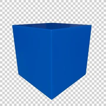 Cube blue in perspective isolated on transparent background PNG Stock Illustration