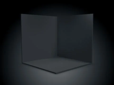 Cube box 3D, corner room inside interior cross section. Vector black transpar Illustrazione stock