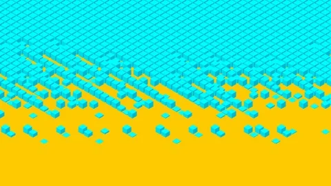 Cube box 3D virtual isometric shuffle wave pattern, Blockchain technology Stock Footage 109521327