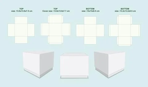 Cube box cutting Out template and Mockup EPS Vector Stock Illustration