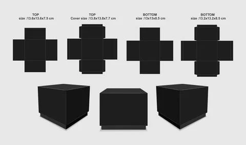 Cube box cutting Out template and Mockup EPS Vector Stock Illustration