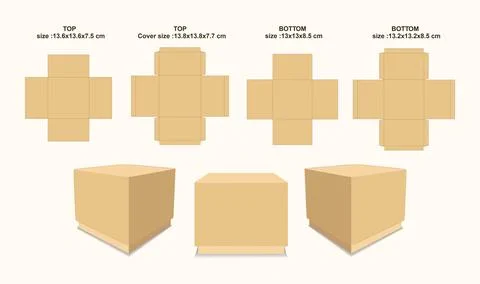 Cube box cutting Out template and Mockup EPS Vector Stock Illustration
