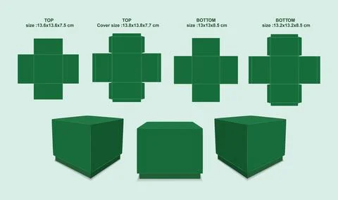 Cube box cutting Out template and Mockup EPS Vector Stock Illustration