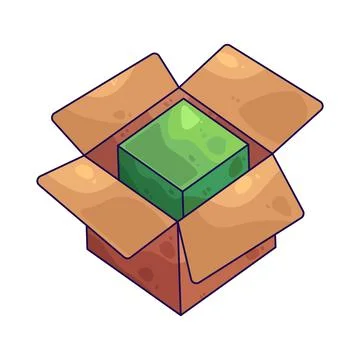 Cube in box illustration Stock Illustration