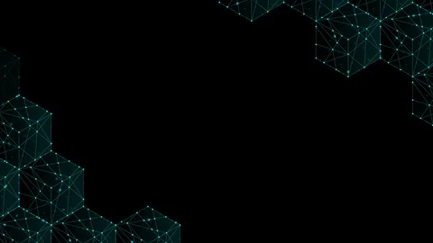 Cube box isometric pattern, Blockchain concept design illustration blue green 動画素材 91799663