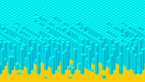 Cube box square bar 3D virtual isometric shuffle wave pattern, Blockchain Stock Footage 109518729