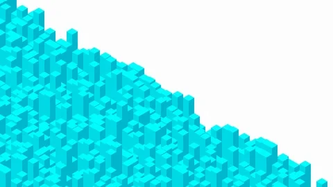 Cube box square bar 3D virtual isometric shuffle wave pattern, Blockchain Stock Footage 111310581