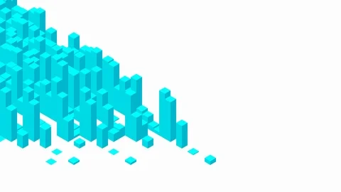 Cube box square bar 3D virtual isometric shuffle wave pattern, Blockchain Stock Footage 111310712