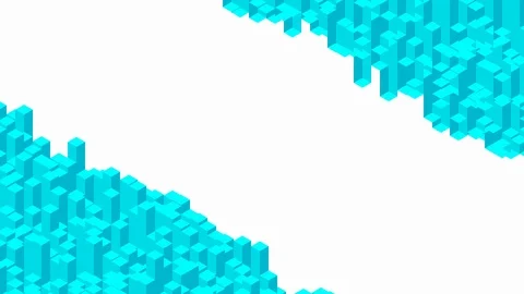 Cube box square bar 3D virtual isometric shuffle wave pattern, Blockchain Stock Footage 111310985