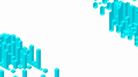 Cube box square bar 3D virtual isometric shuffle wave pattern, Blockchain Stock Footage 111311239