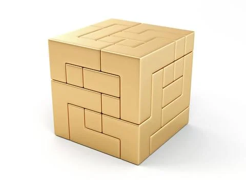 A cube built from blocks. Puzzle. 3d A cube built from blocks. Puzzle. 3d ... Stockfoto's