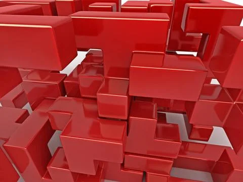 A cube built from blocks. Puzzle. 3d A cube built from blocks. Puzzle. 3d ... Stockfoto's