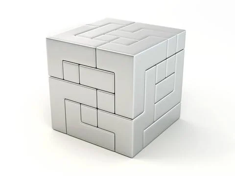A cube built from blocks. Puzzle. 3d A cube built from blocks. Puzzle. 3d ... Stockfoto's