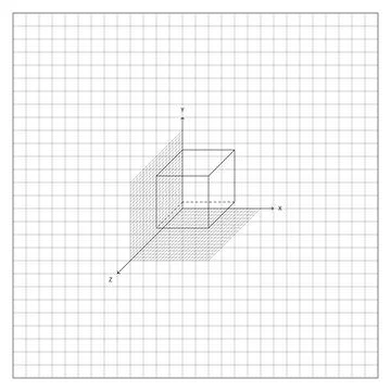 Cube Built On An Isometric Coordinate Grid Stock Illustration