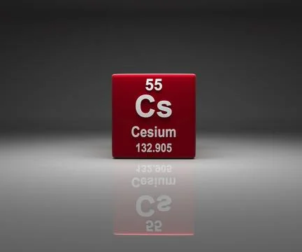 Cube with Cesium number 55 periodic table, 3d rendering Stock Illustration