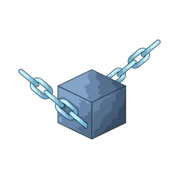 Cube with chain link illustration Stock Illustration