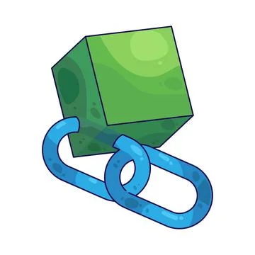 Cube with chain link illustration 스톡 일러스트