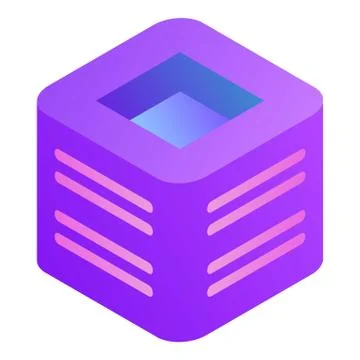 Cube chat icon, isometric style Stock Illustration