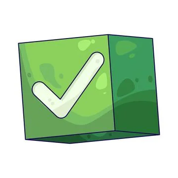 Cube with checkmark illustration 스톡 일러스트