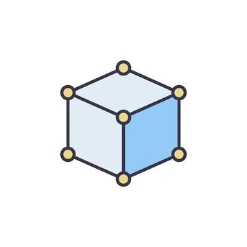 Cube with Circles vector concept modern icon or sign Stock Illustration