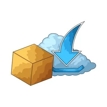 Cube with cloud download arrow illustration 스톡 일러스트