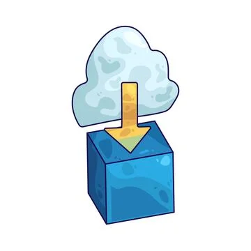 Cube with cloud download arrow illustration 스톡 일러스트