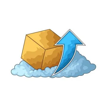 Cube with cloud upload arrow illustration 스톡 일러스트