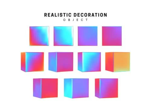 Cube collection. set of geometric 3d objects isolated on white background. Gr Stock Illustration