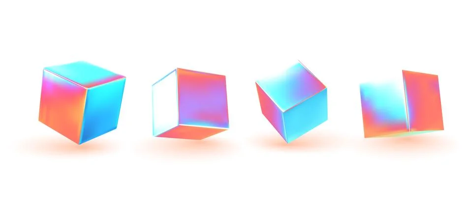 Cube collection. set of geometric 3d objects isolated on white background. Gr Stock Illustration