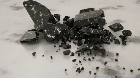 Cube collision on marble Floor and shatters into small pieces, destruction Stock Footage 165287799