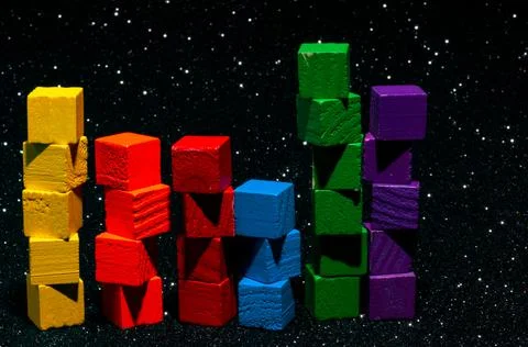 Cube columns in the outer space Stock Photos