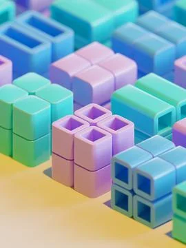 Cube Composition 3d Render Illustration Background 02 Stock Illustration
