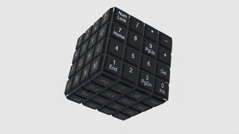 Cube Computer Keyboard Spinning With Alpha Channel Video stock 346740473