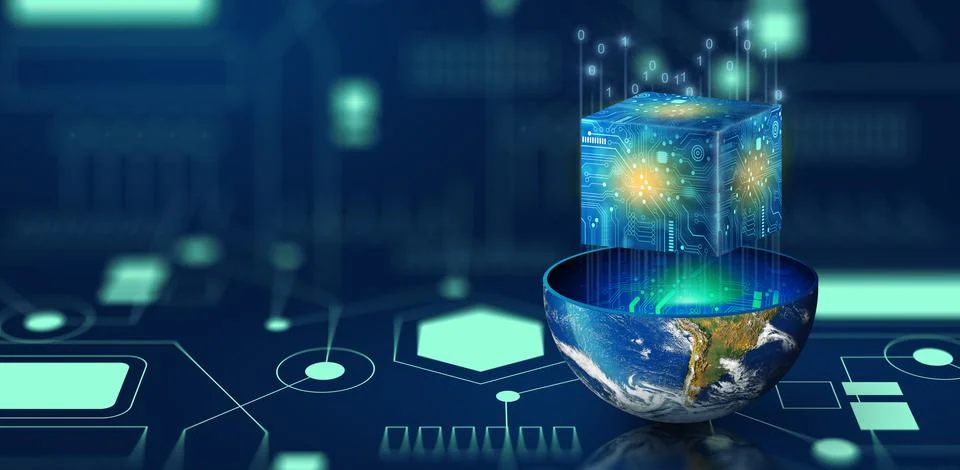 Cube computing technology. Cloud data and Internet Security. Stock Illustration