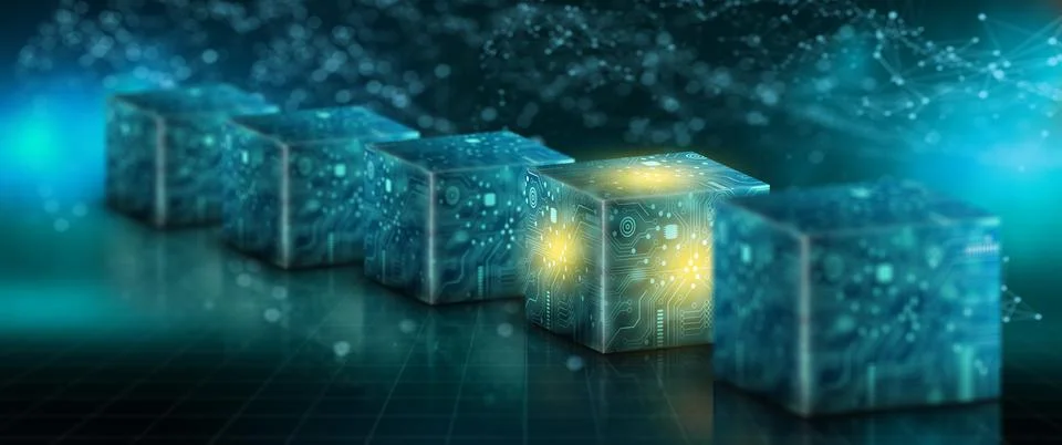 Cube computing technology. Cloud data and Internet Security. 스톡 일러스트