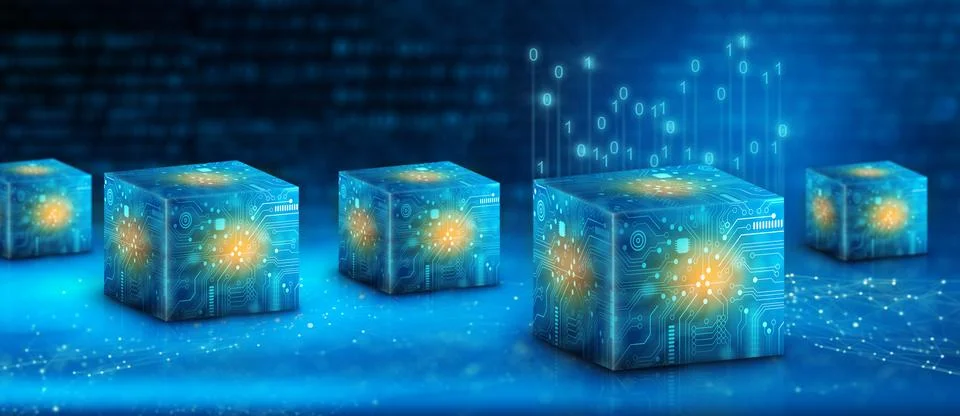 Cube computing technology. Cloud data and Internet Security. Stock Illustration