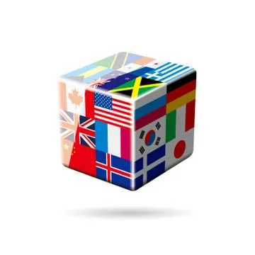 Cube concept with national flags Stock Illustration