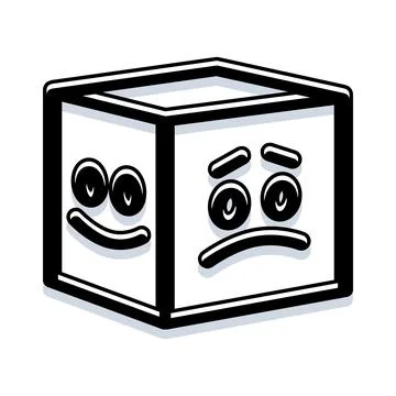 Cube with contrasting happy and sad moods Illustrazione stock