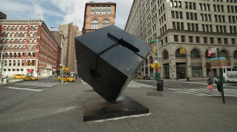 Cube in Cooper Square in Manhattan, New York City Stock Footage 39732888