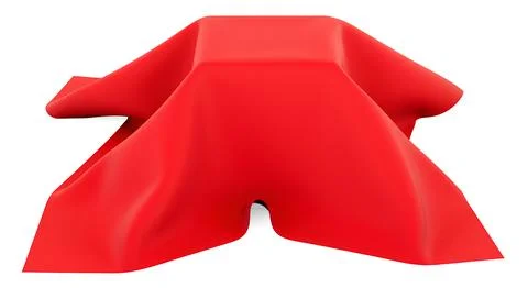 Cube covered red fabric, 3D rendering Stock Illustration