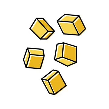 Cube cut mango color icon vector illustration 스톡 일러스트