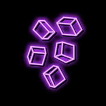 Cube cut mango neon glow icon illustration 스톡 일러스트