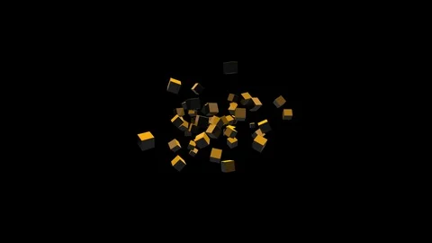 Cube Destruction Front Fly Stock Footage 96043228